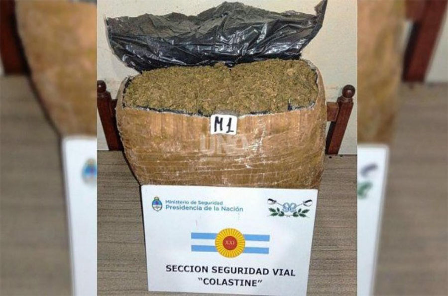 Secuestraron 10kg. de marihuana durante un control en la ruta 168