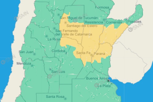 Rige un alerta amarillo por tormentas que afectarían a parte de Entre Ríos