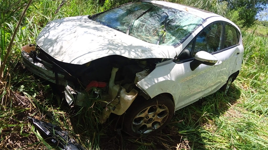 Despiste y vuelco en la Ruta Nacional N° 12