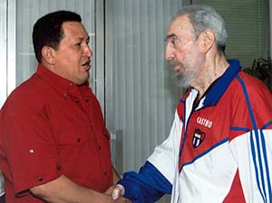 Fidel Castro habla por  TV en directo con Chávez
