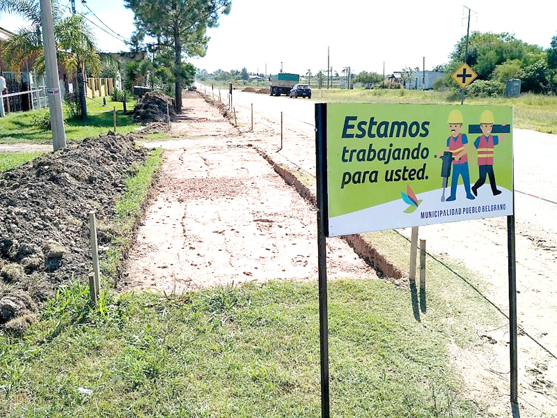 P. Belgrano: se construye  la segunda etapa de la senda  peatonal en Ruta Provincial 42