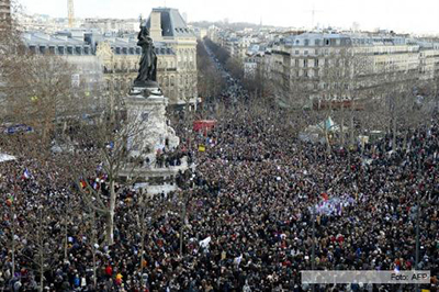  Líderes mundiales y familiares de las víctimas, en una multitudinaria marcha en repudio al atentado