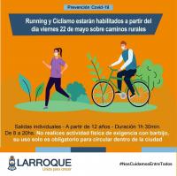 En Larroque se puede salir a  correr y andar en bicicleta